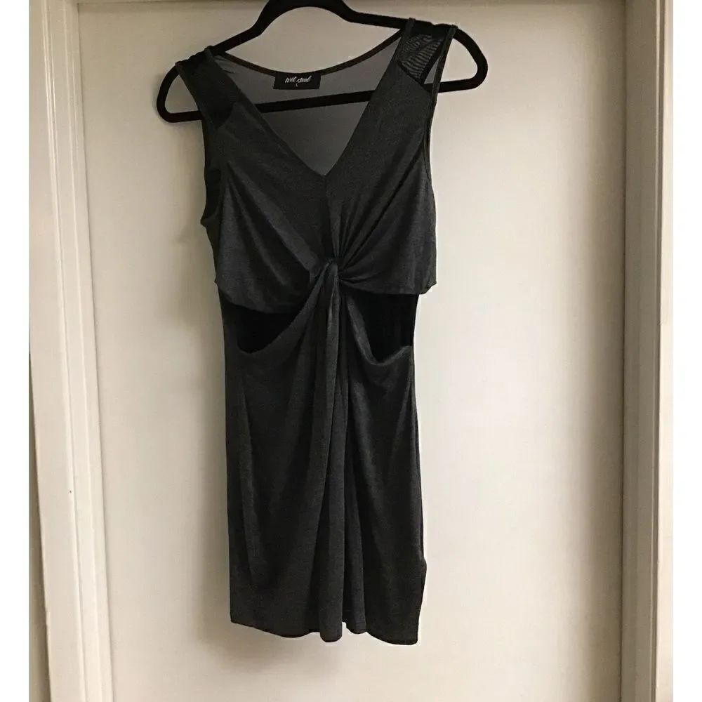 NWOT~Wet Seal Charcoal/Black Knit Cutout Mini Dress Sz Large